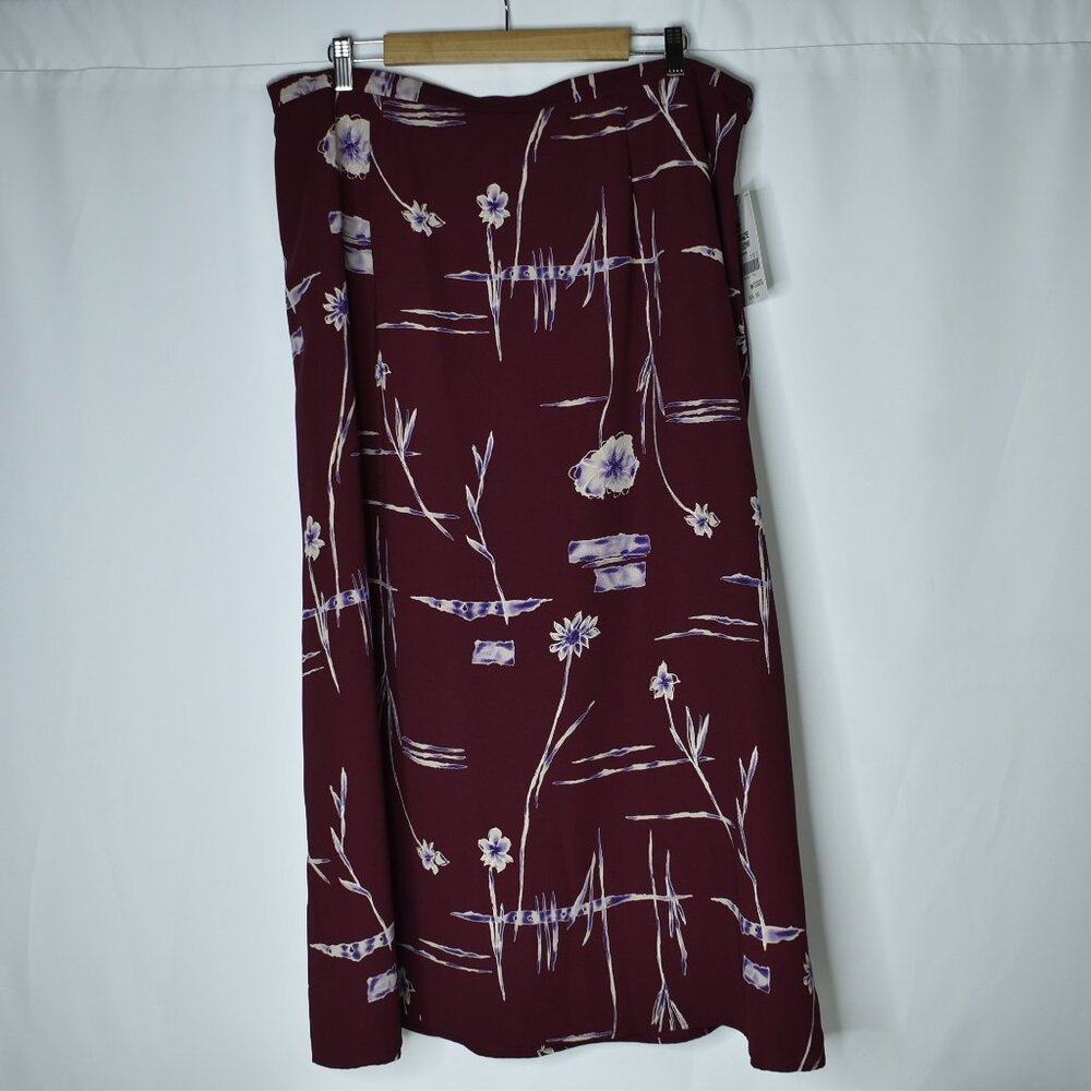Vintage Laura Scott Women's Skirt Burgundy Floral Long